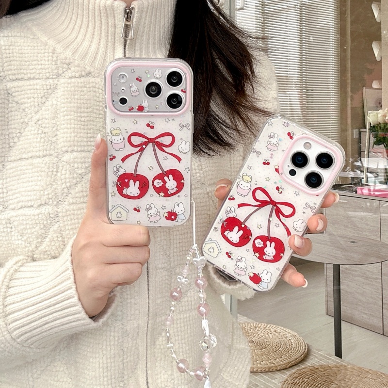 Cute Cartoon Wrist Strap Silicone Case - Милый мультяшный чехол для телефона с