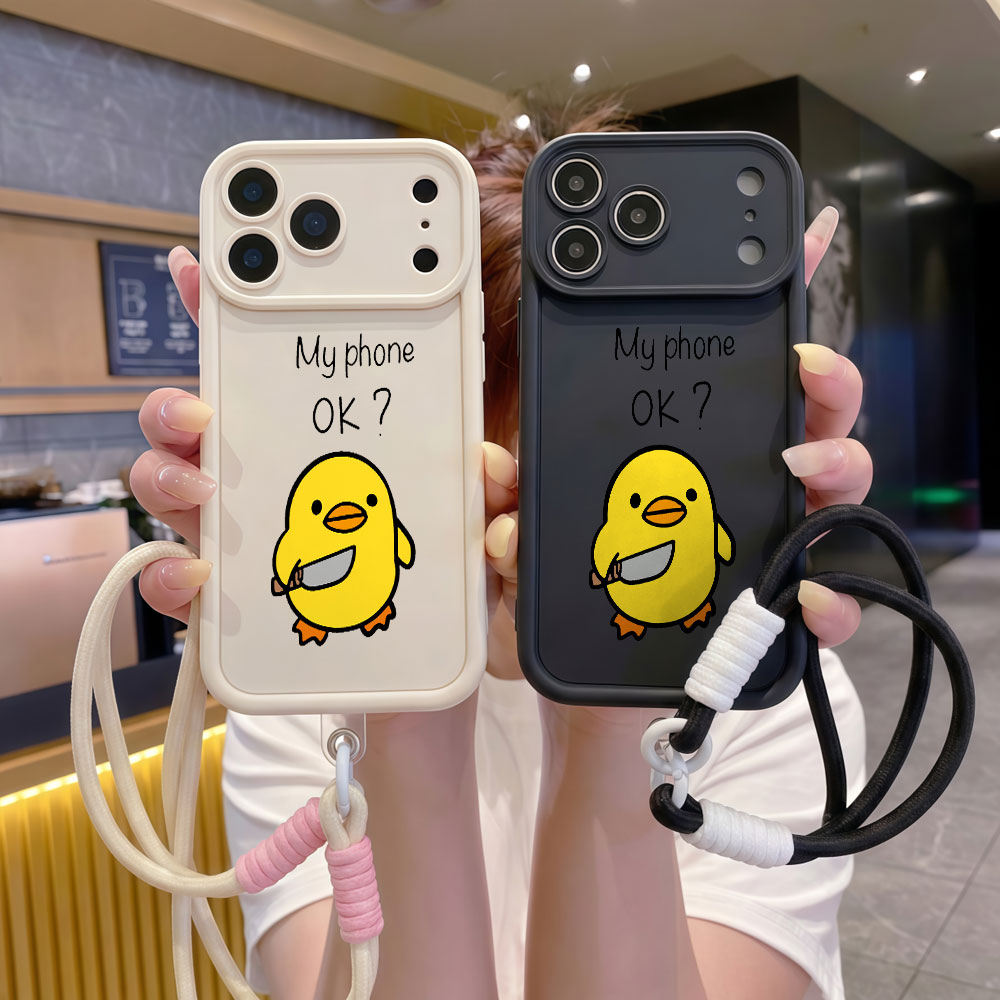 Cute Cartoon Wrist Strap Silicone Case - Милый мультяшный чехол-утка с ремешком на