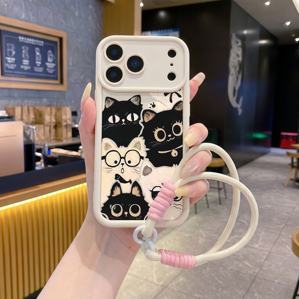 Cute Cartoon Wrist Strap Silicone Case - Противоударный чехол для телефона с милым