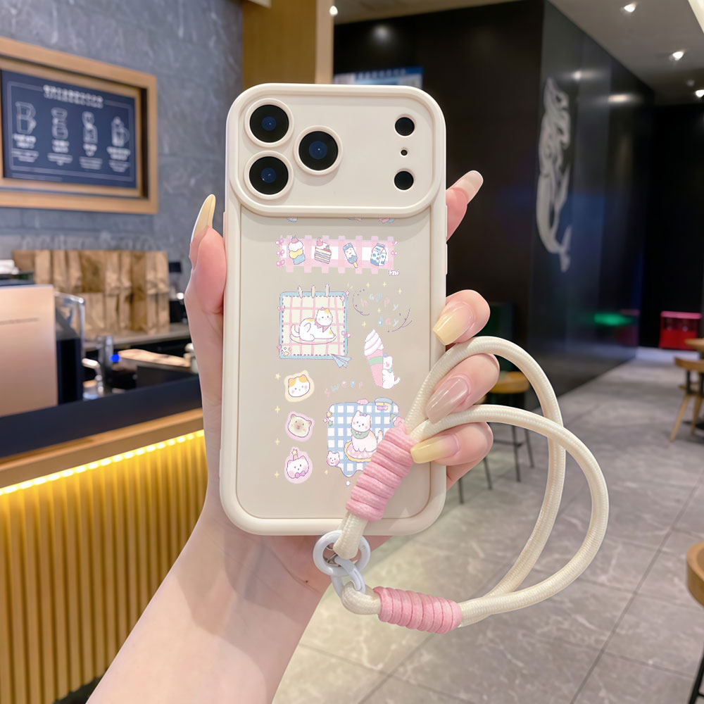 Cute Cartoon Wrist Strap Silicone Case - Чехол для телефона с ремешком на