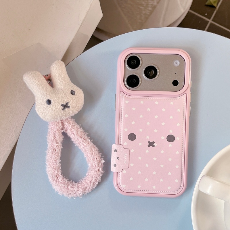 Cute Cartoon Wrist Strap Silicone Case - Милый розовый чехол для телефона с