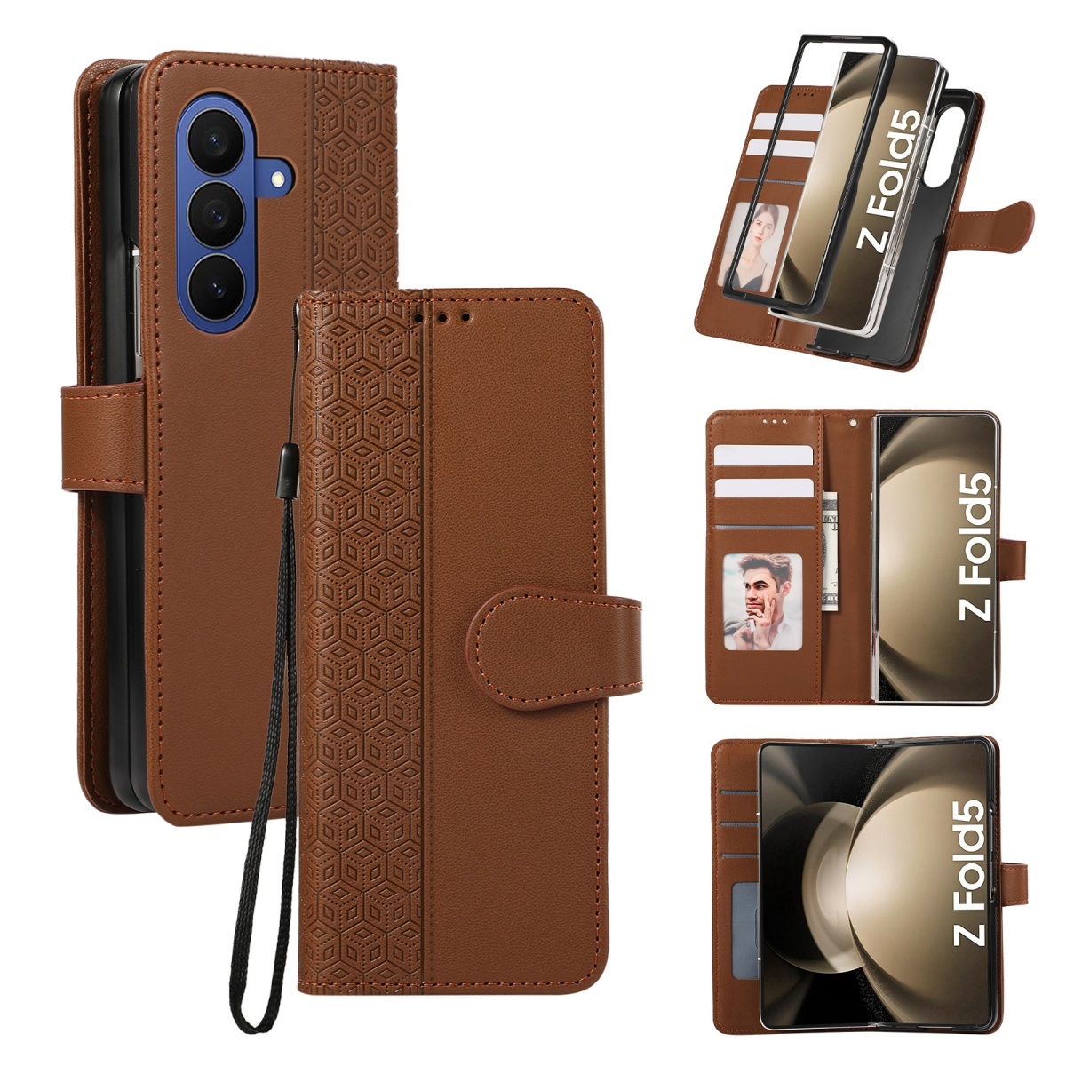 Leather Wallet Card Holder Phone Cover - Кожаный чехол-флип с ремешком на запястье