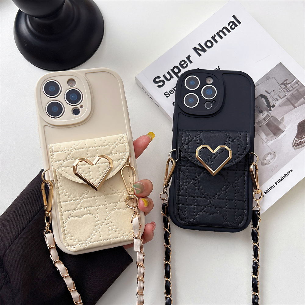Leather Wallet Card Holder Phone Cover - Чехол-кошелек через плечо с держателем для