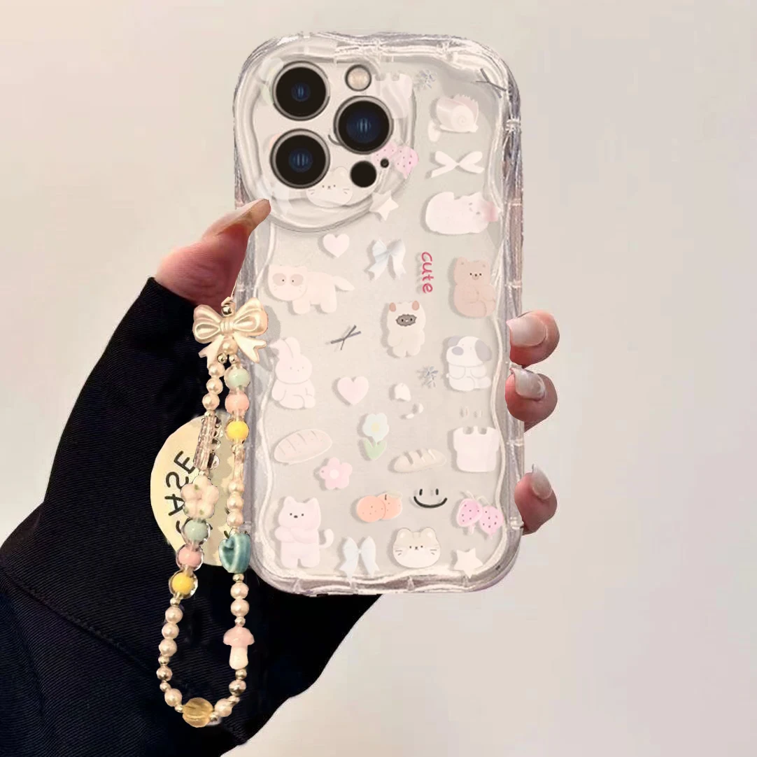Чехол-цепочка с милым котом и  – обзор и цена Cute Cartoon Wrist Strap Silicone Case