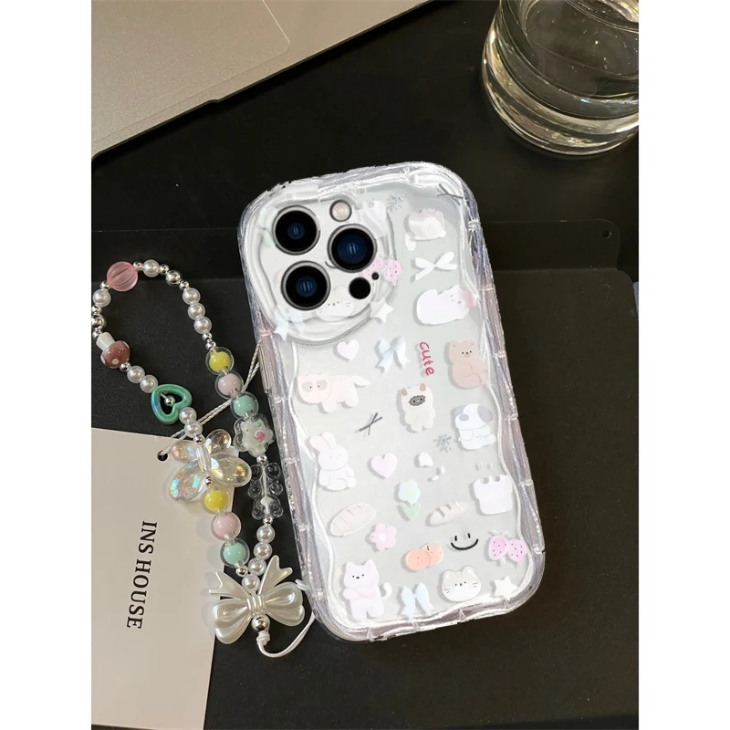 Чехол-цепочка с милым котом и  – обзор и цена Cute Cartoon Wrist Strap Silicone Case