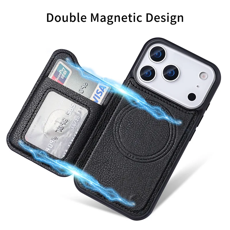 Для Magsafe Магнитный флип-кож – обзор и цена Leather Wallet Card Holder Phone Cover