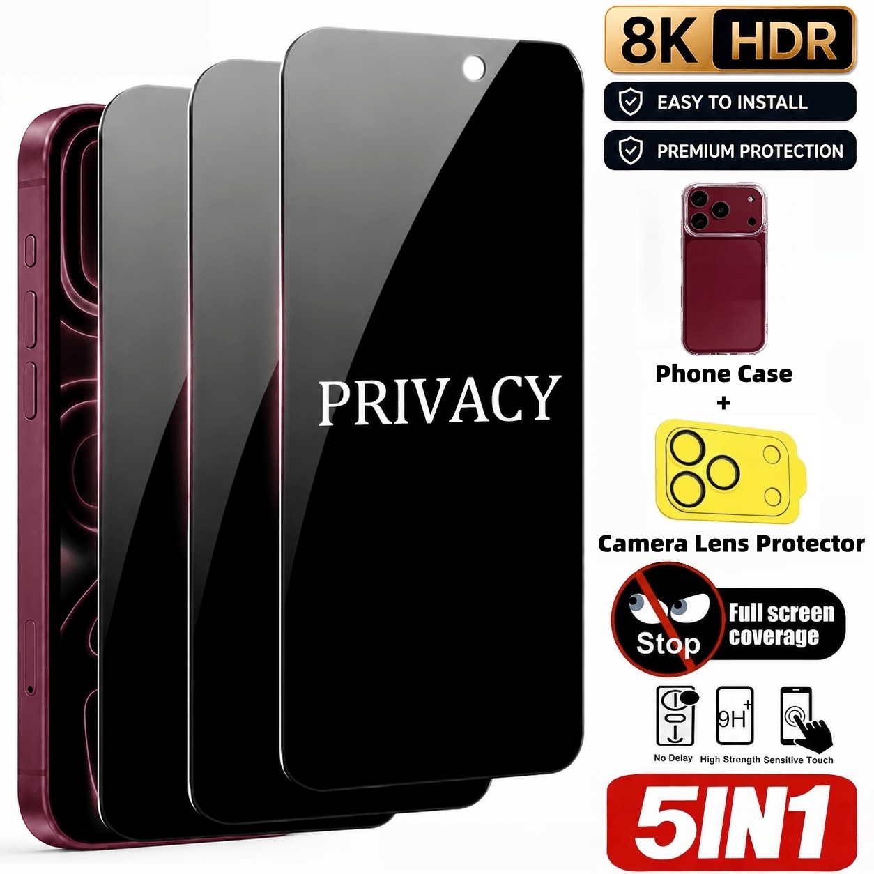 [Набор из 5 предметов] 3 шт. з – обзор и цена Anti Spy Privacy Glass Case
