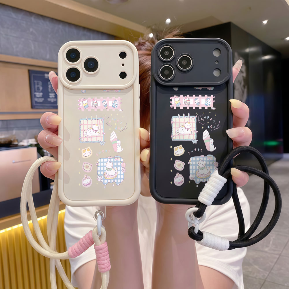Чехол для телефона с ремешком  – обзор и цена Cute Cartoon Wrist Strap Silicone Case
