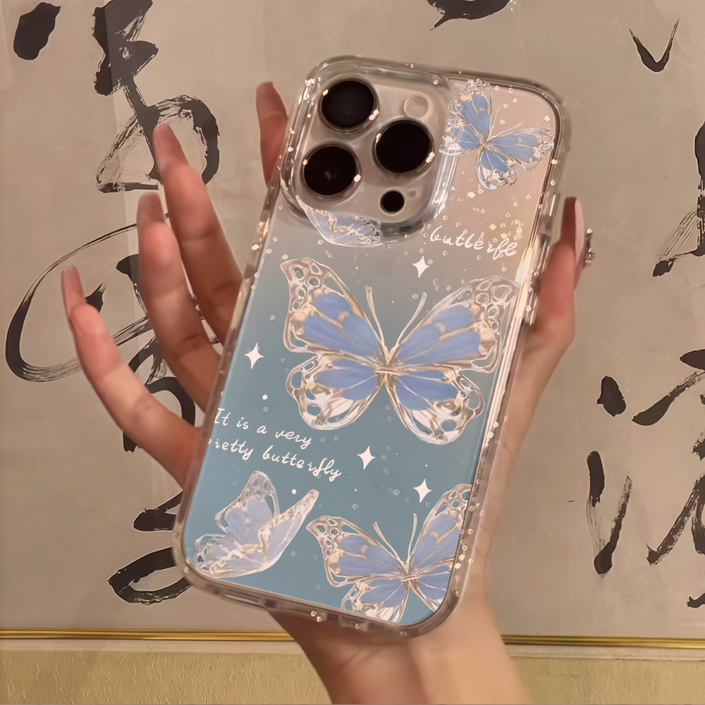 Роскошный синий чехол с бабочк – обзор и цена Clear Shockproof Bumper Case