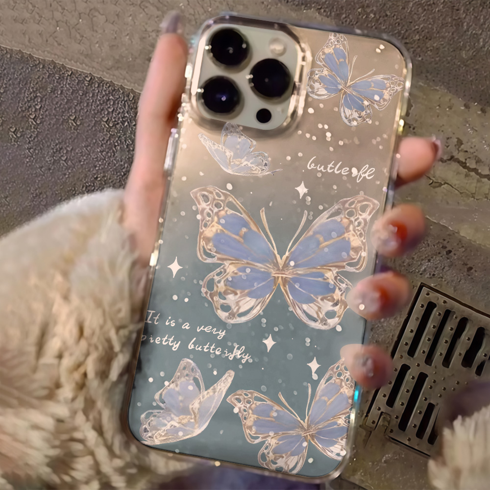 Роскошный синий чехол с бабочк – обзор и цена Clear Shockproof Bumper Case