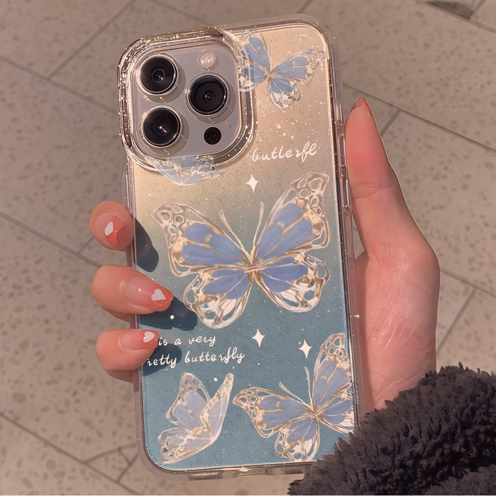Роскошный синий чехол с бабочк – обзор и цена Clear Shockproof Bumper Case