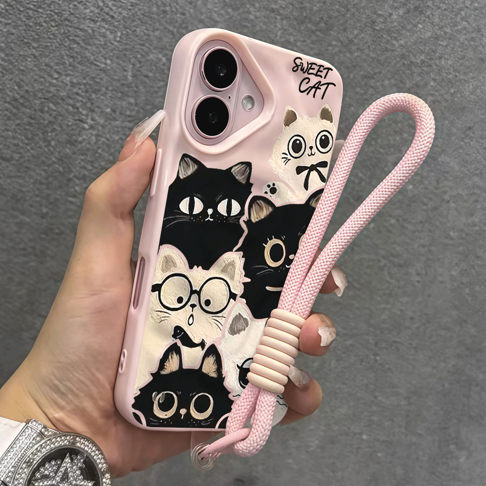 Чехол для телефона с ремешком  – обзор и цена Cute Cartoon Wrist Strap Silicone Case